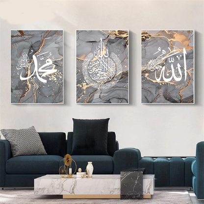 Islamic Canva Gold Black Marble Texture - Golden Alif Gallery