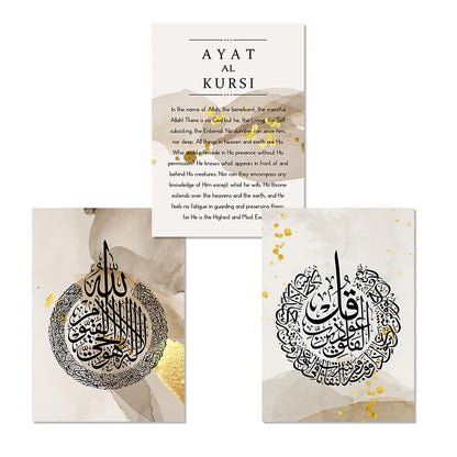 Divine Essence: Islamic Canva Gold Foil Marble Texture - Golden Alif Gallery