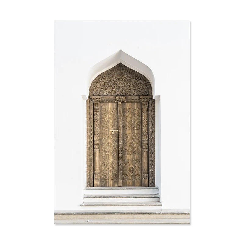 Islamic Canva Pure white with Beige Arabic Calligraphy (Dhikr) | Alhamdulillah, Bismillah, Islamic Door - Golden Alif Gallery