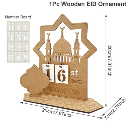 Wooden Decoration Ramadan Countdown Calendar - Golden Alif Gallery