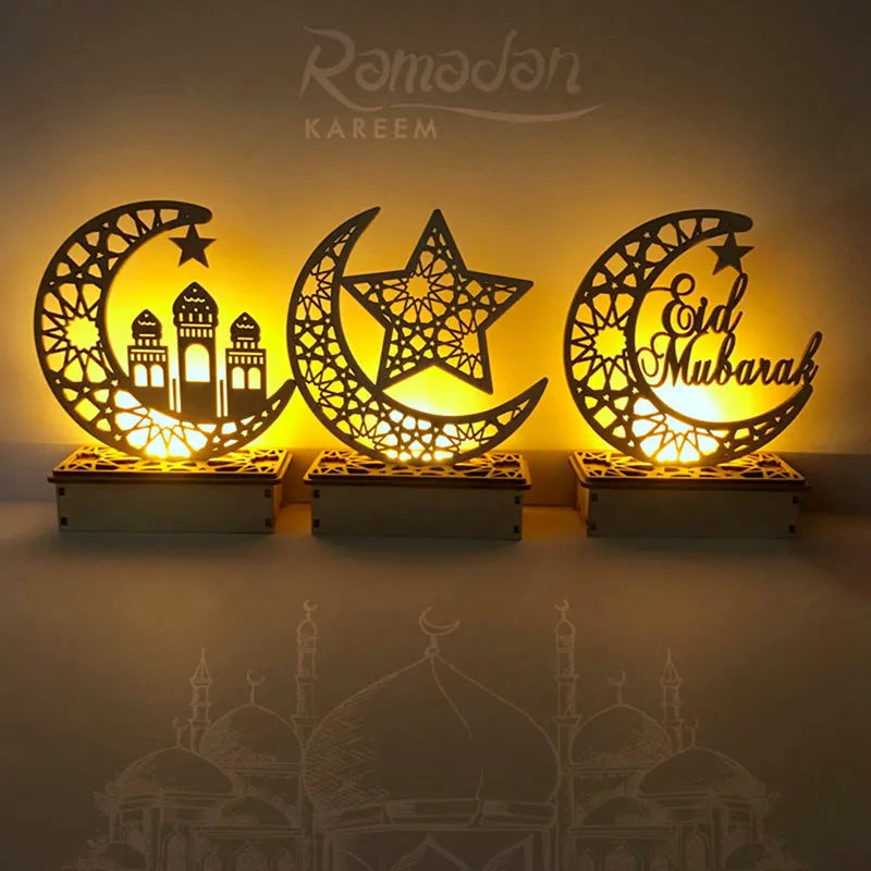 Wooden Decoration Ramadan, Eid - Golden Alif Gallery