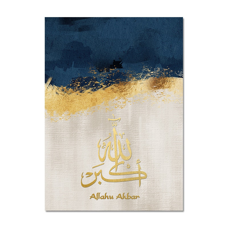 Islamic Canva Blue Gold Marble Texture (Dhikr) - Golden Alif Gallery