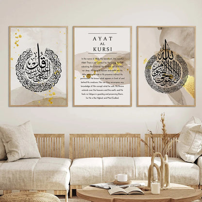 Divine Essence: Islamic Canva Gold Foil Marble Texture - Golden Alif Gallery