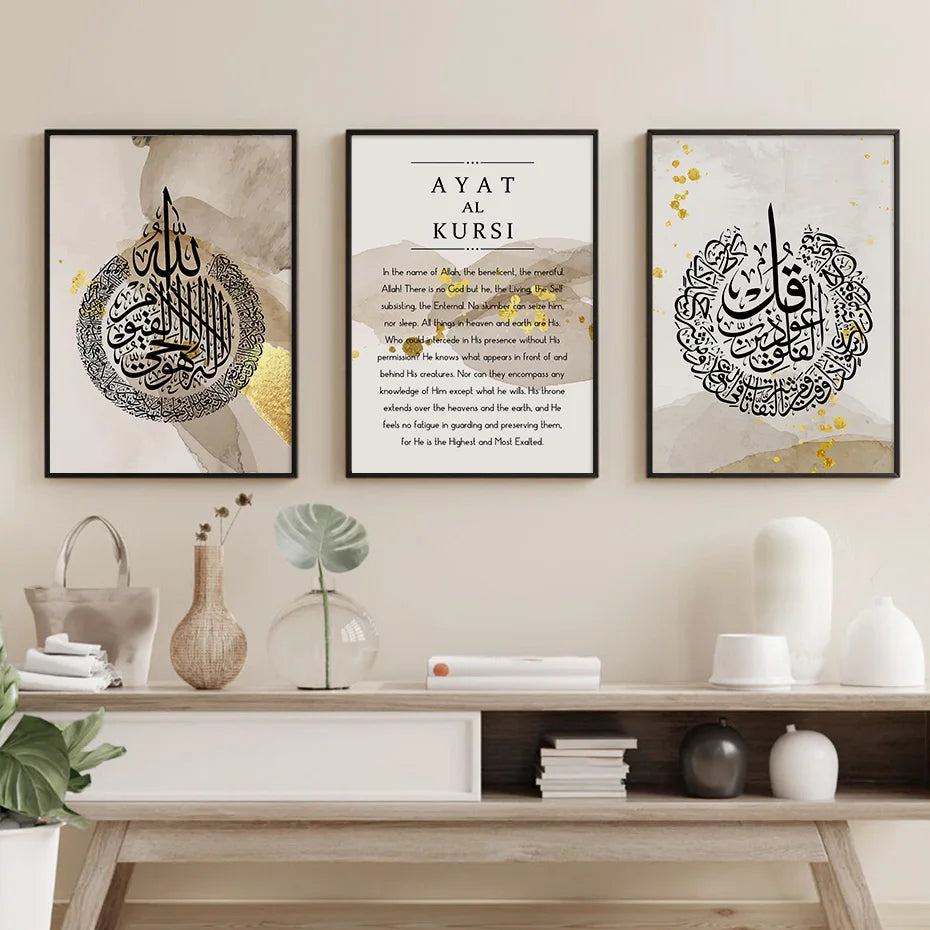 Divine Essence: Islamic Canva Gold Foil Marble Texture - Golden Alif Gallery