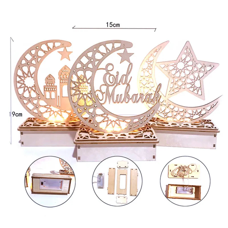 Wooden Decoration Ramadan, Eid - Golden Alif Gallery