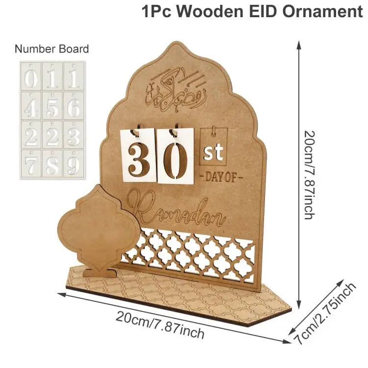 Wooden Decoration Ramadan Countdown Calendar - Golden Alif Gallery